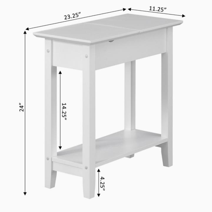 White Flip Top Charging Accent Table