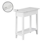 White Flip Top Charging Accent Table