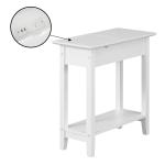 White Flip Top Charging Accent Table