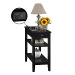 Black 2-Shelf Charging Accent Table
