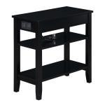 Black 2-Shelf Charging Accent Table