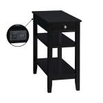 Black 2-Shelf Charging Accent Table