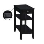 Black 2-Shelf Charging Accent Table