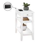 White 2-Shelf Charging Accent Table
