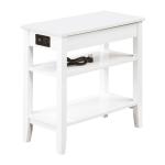 White 2-Shelf Charging Accent Table