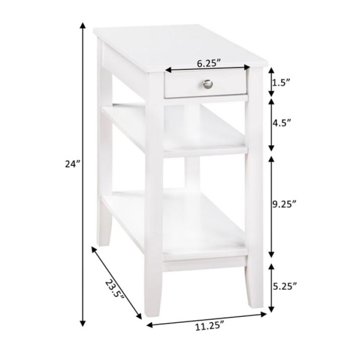 White 2-Shelf Charging Accent Table