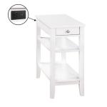 White 2-Shelf Charging Accent Table