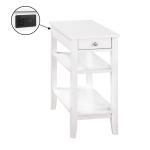 White 2-Shelf Charging Accent Table