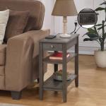 Gray 2-Shelf Charging Accent Table