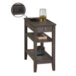 Gray 2-Shelf Charging Accent Table