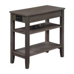Gray 2-Shelf Charging Accent Table