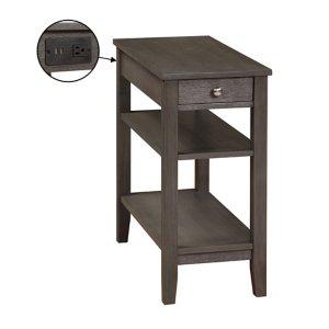 Gray 2-Shelf Charging Accent Table