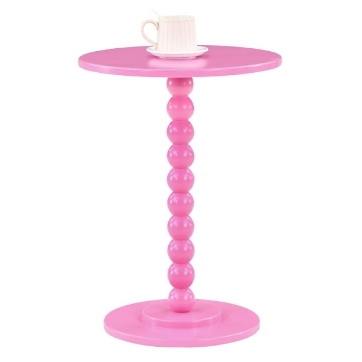 Pink Beaded Spindle Accent Table