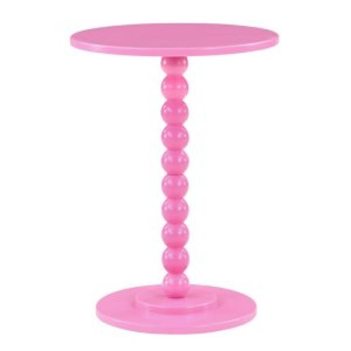 Pink Beaded Spindle Accent Table