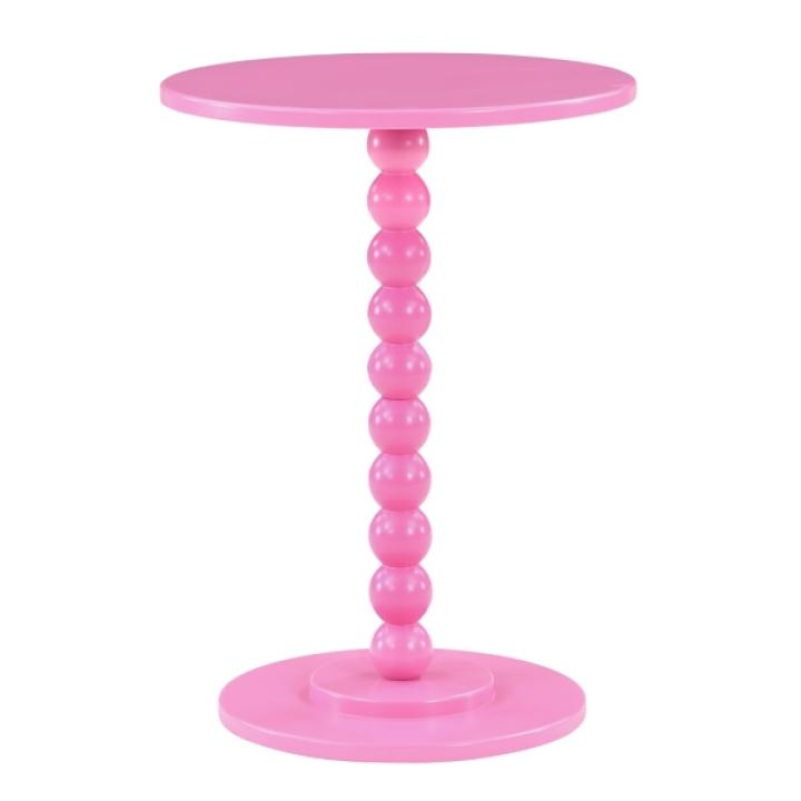 Pink Beaded Spindle Accent Table
