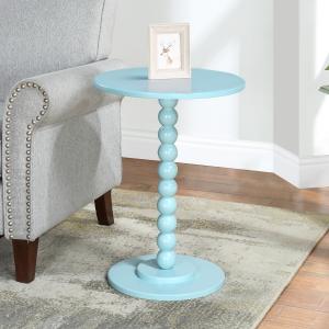 Blue Beaded Spindle Accent Table