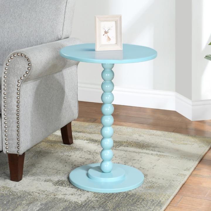 Blue Beaded Spindle Accent Table