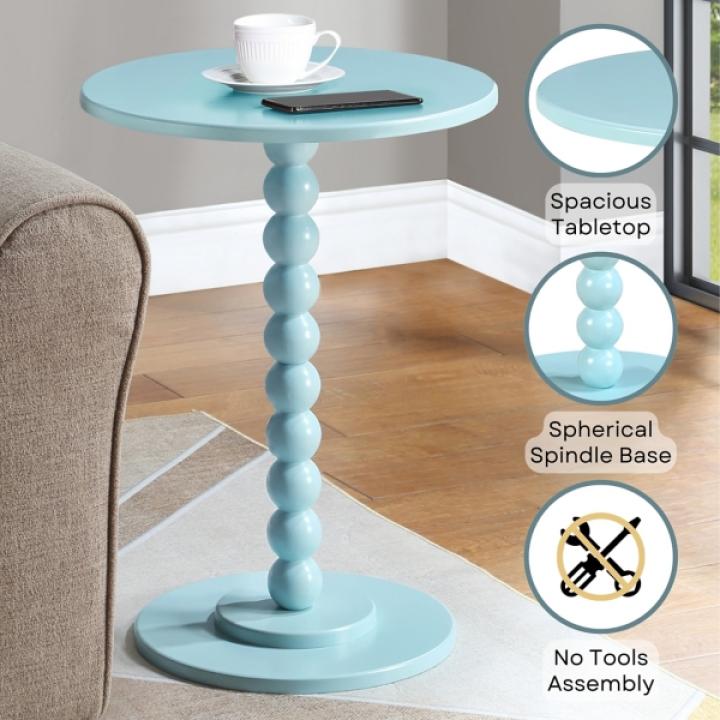 Blue Beaded Spindle Accent Table