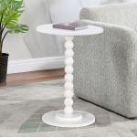 White Beaded Spindle Accent Table