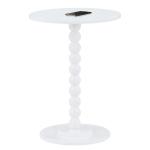White Beaded Spindle Accent Table