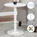 White Beaded Spindle Accent Table