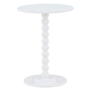 White Beaded Spindle Accent Table