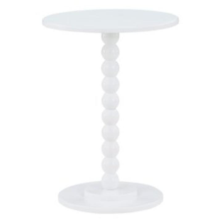 White Beaded Spindle Accent Table