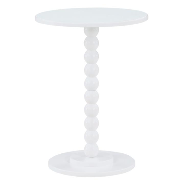 White Beaded Spindle Accent Table