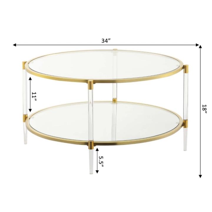 Round Clear Acrylic and Glass Coffee Table
