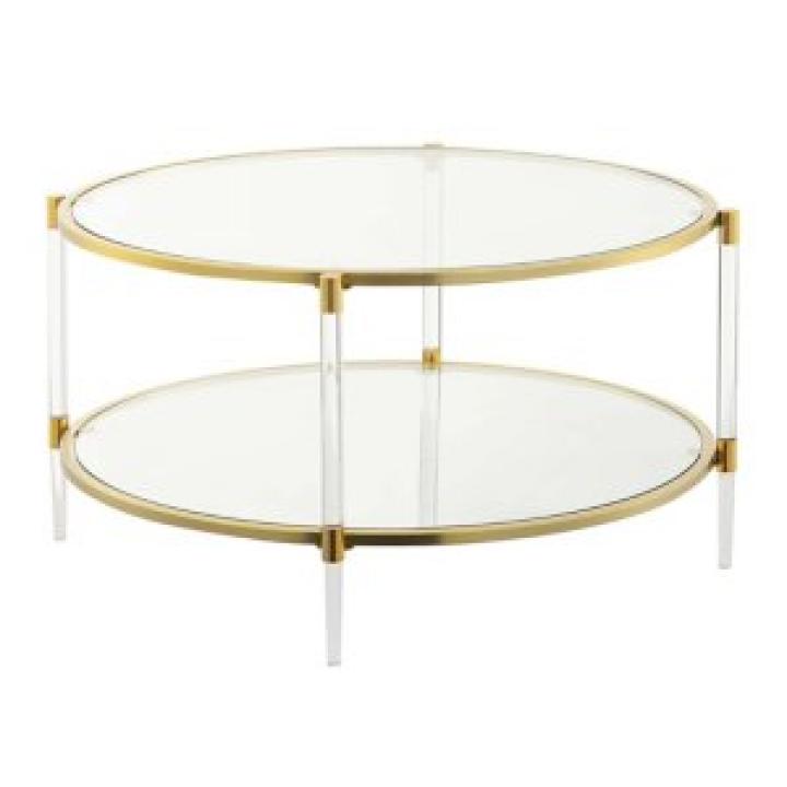 Round Clear Acrylic and Glass Coffee Table