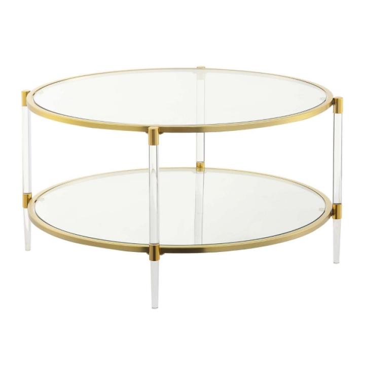 Round Clear Acrylic and Glass Coffee Table