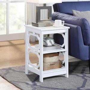 White Octagon 2-Shelf Accent Table