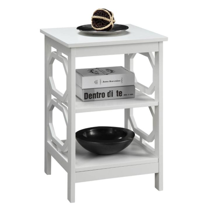White Octagon 2-Shelf Accent Table