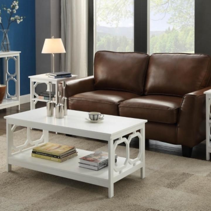 White Octagon 2-Shelf Accent Table