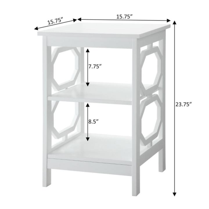 White Octagon 2-Shelf Accent Table