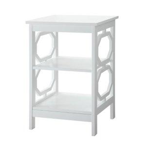 White Octagon 2-Shelf Accent Table