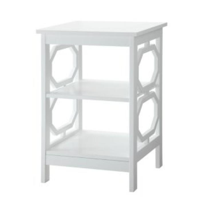 White Octagon 2-Shelf Accent Table