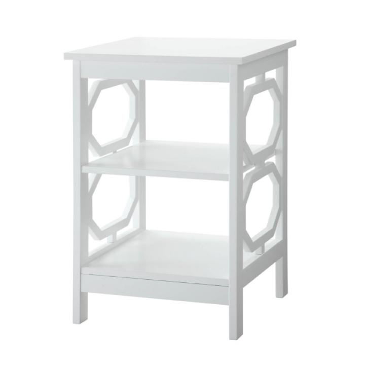White Octagon 2-Shelf Accent Table