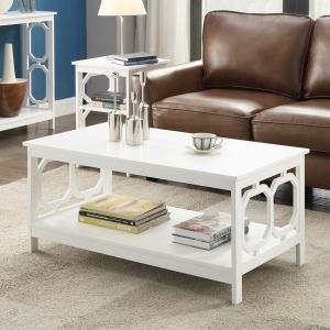 White Octagon Single Shelf Coffee Table