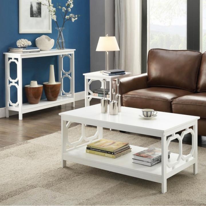 White Octagon Single Shelf Coffee Table