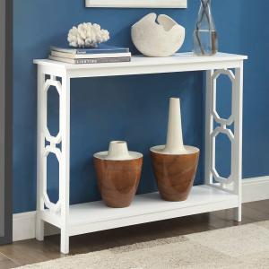 White Octagon Single Shelf Console Table