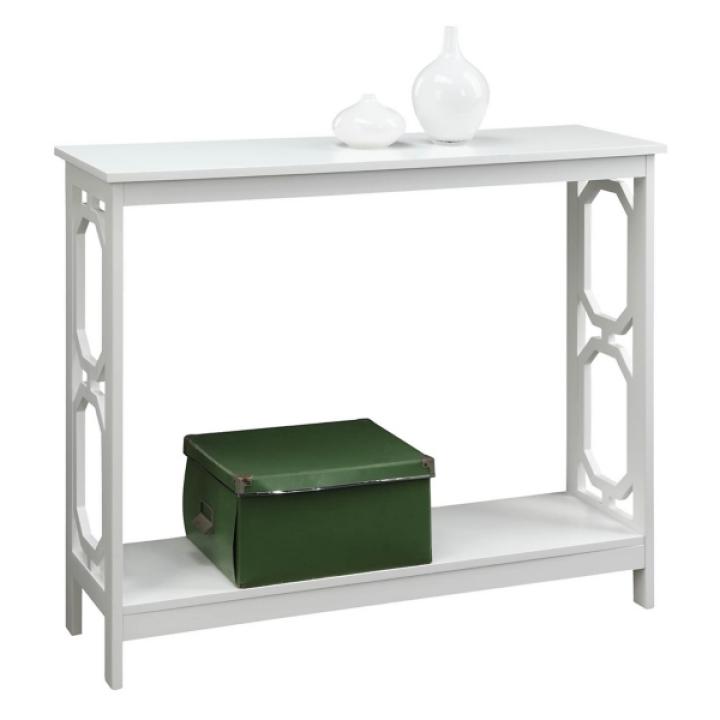White Octagon Single Shelf Console Table
