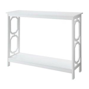 White Octagon Single Shelf Console Table