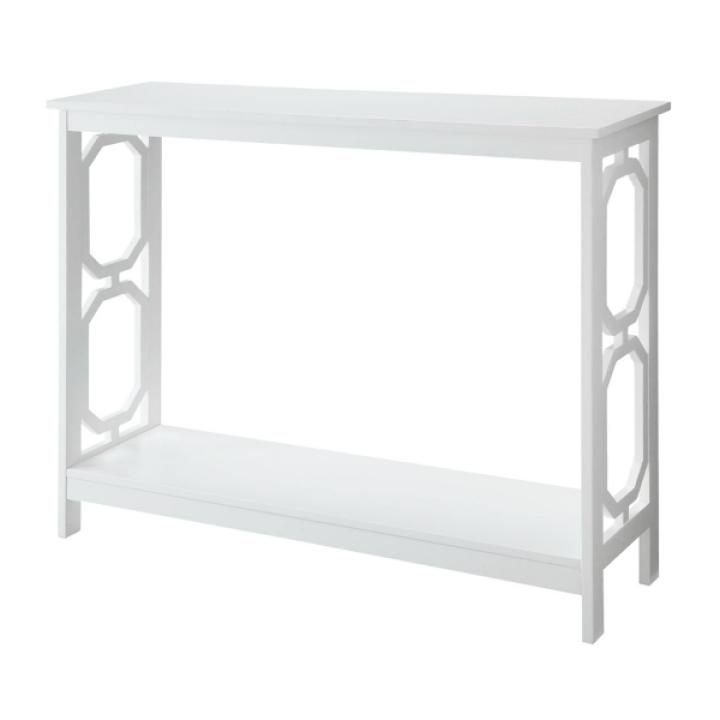 White Octagon Single Shelf Console Table