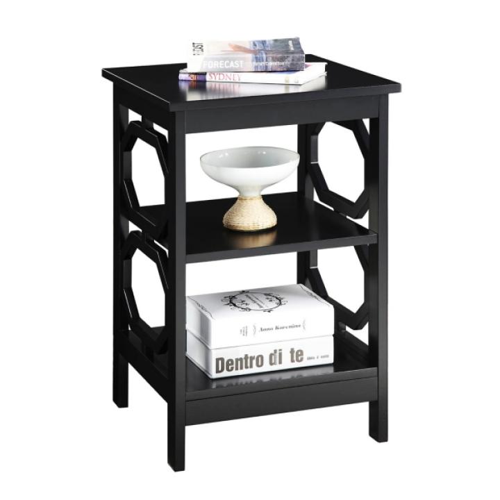 Black Octagon 2-Shelf Accent Table