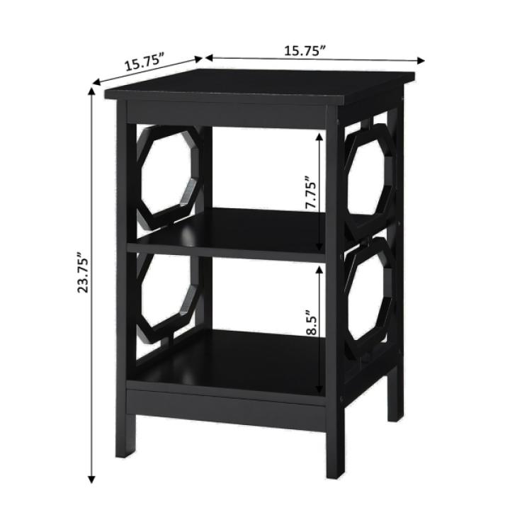 Black Octagon 2-Shelf Accent Table