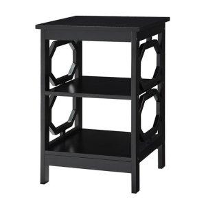 Black Octagon 2-Shelf Accent Table