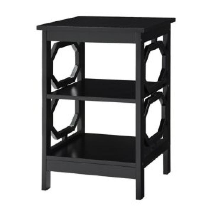 Black Octagon 2-Shelf Accent Table