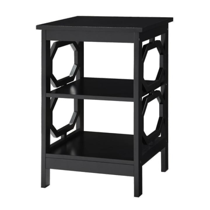 Black Octagon 2-Shelf Accent Table