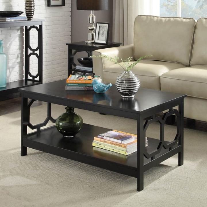 Black Octagon Single Shelf Coffee Table